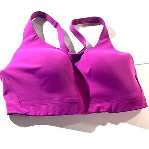 Athleta Womens Purple Wireless Sports Bra 38D Adjustable Straps Hook Closure Nyl